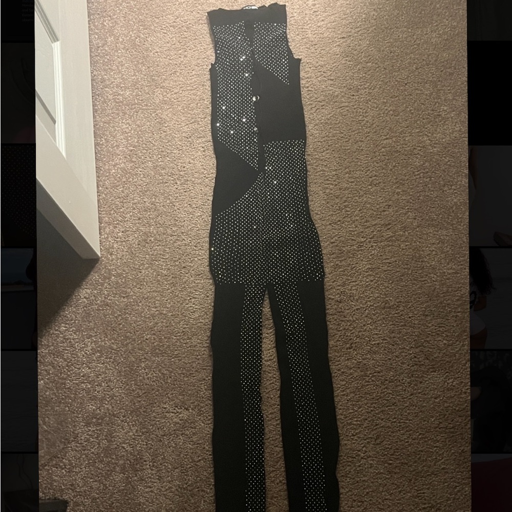 Fashion Nova Black and White Dot Jumpsuit